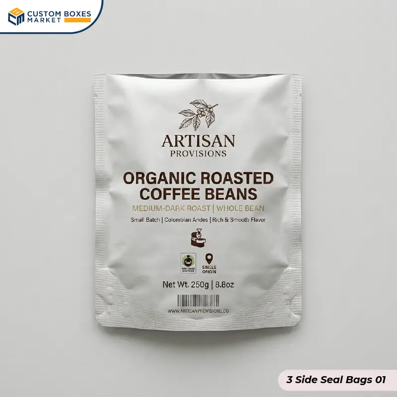 Custom 3 Side Seal Bags Wholesale