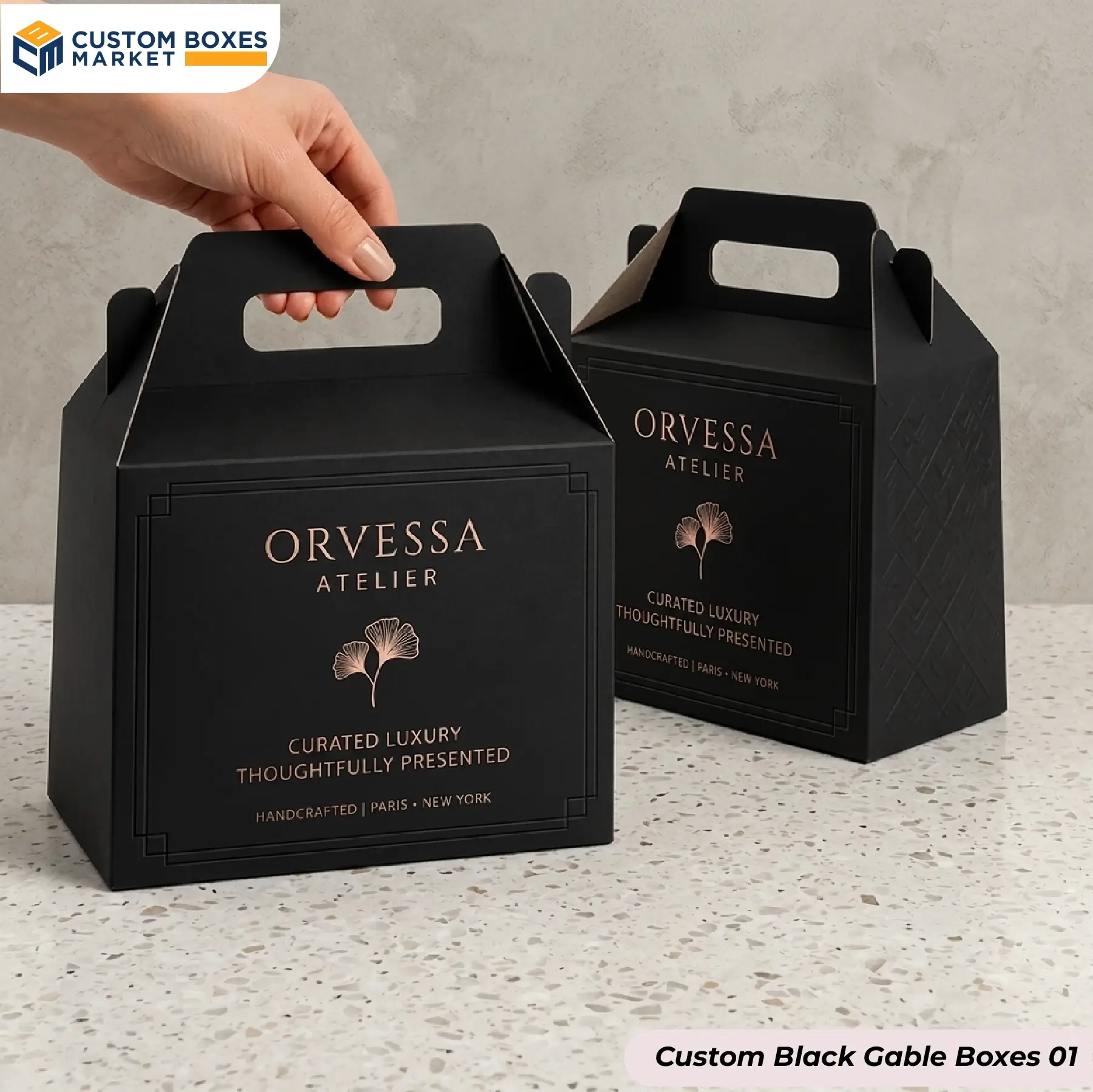 Custom Black Gable Boxes Wholesale
