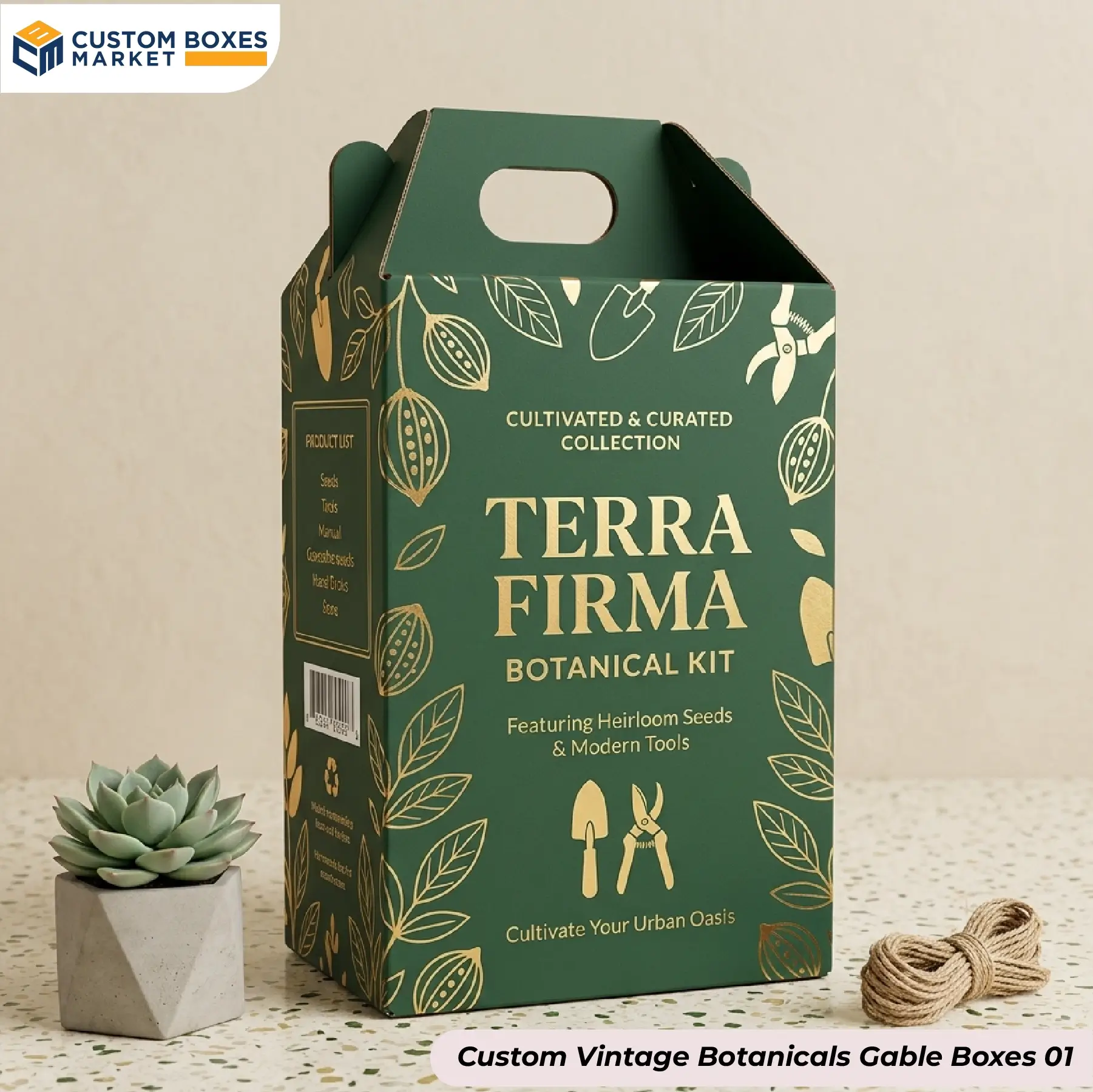 Custom Printed Vintage Botanicals Gable Boxes